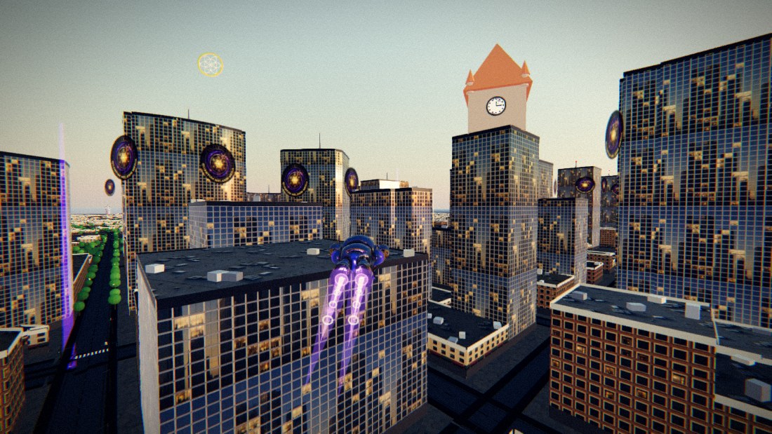 QM85: QUANTUM RUN — QM85 boosts over downtown Oakland with the Tribune tower ahead